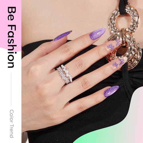 modelones Cat Eye Gel Nail Polish, 6 Colors Glitter Summer Red Pink Purple Green Blue Gel Polish Set with Magnet Sparkle Nail Gel Polish Kit Soak Off Led Nail Art Manicure Salon DIY Gifts - color: A-1 Gem Glow