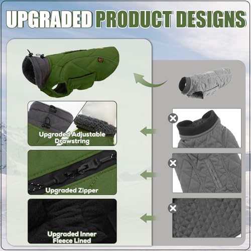 EMUST Dog Jacket - Winter Coats for Small/Medium/Large Dogs, French Bulldog Clothes, Green, XL - color: NewGreen, size: X-Large(Pack of 1)