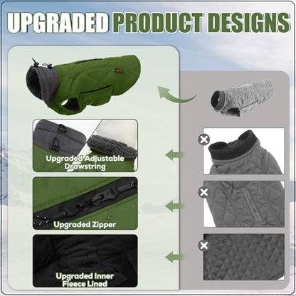 EMUST Dog Jacket - Winter Coats for Small/Medium/Large Dogs, French Bulldog Clothes, Green, XL - color: NewGreen, size: X-Large(Pack of 1)