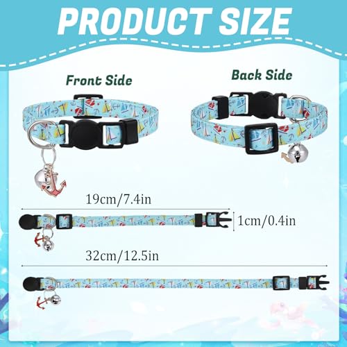 18 Pcs Breakaway Cat Collars with Bells Pendants Adjustable Cute Cat Collars with Ice Cream Sea Pattern Summer Kitten Collar for Girl Boy Cats - color: Summer Animals