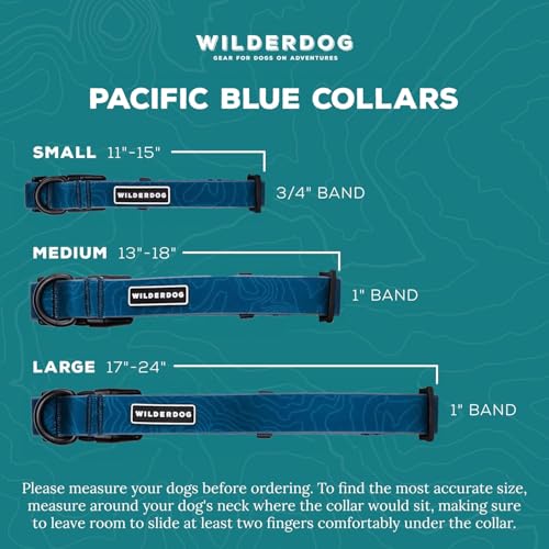 Wilderdog Waterproof Dog Collar - Repels Water & Dirt - Medium 13"-18" - Pacific Blue - color: Pacific Blue, size: Medium