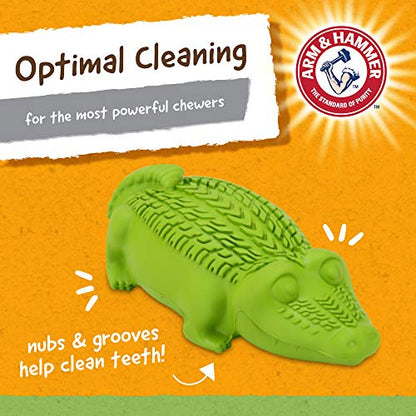 Arm and Hammer for Pets Super Treadz Gator Dental Chew Toy for Dogs - Reduces Plaque and Tartar Without Brushing, Baking Soda Infused, Dishwasher Safe, Dogs Up to 35 Lbs - size: Large (Pack of 1), style: Gator