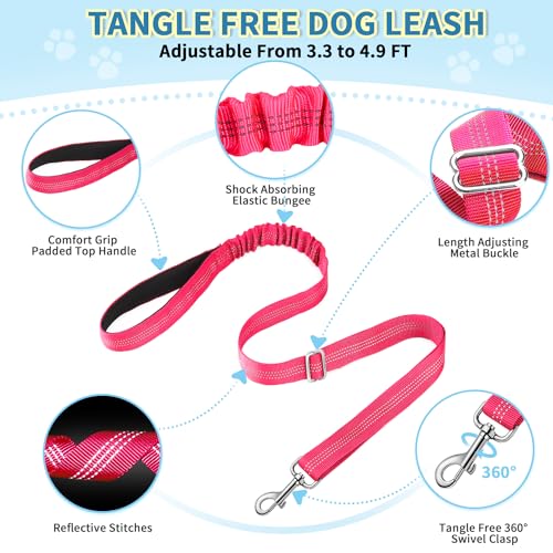 Lukovee No Pull Dog Harness and Leash Set, Soft Padded Small Dog Harness, Neck & Chest Adjustable Reflective Vest Puppy Harness with 4ft Lightweight Anti-Twist Dog Leash for Small Dogs (XS, Pink) - color: B-pink, size: XS ( Chest 14'' ~ 18'')