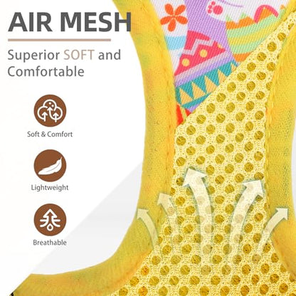 PUPTECK Dog Harness and Leash Set for Small Medium Dogs No Pull Step-in Soft Mesh Puppy Cat Vest Harnesses Reflective at Night, Easter Light Yellow, M - color: #3 LightYellow(Rabbit), size: M(CHEST 16"-18", 11-18 lbs)