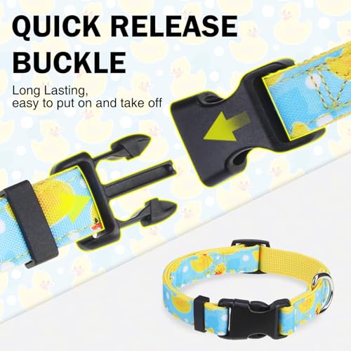 Dog Collar and Leash Set, Adjustable Dog Collars for Small Medium Dogs Boys Girls, Soft Durable Nylon Collar and Matching Leash, Cute Puppy Collars,Yellow - color: Yellow duck, size: Small(Neck:11.8"-16.2")