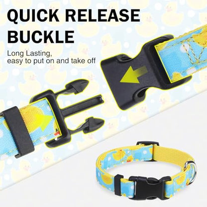 Dog Collar and Leash Set, Adjustable Dog Collars for Small Medium Dogs Boys Girls, Soft Durable Nylon Collar and Matching Leash, Cute Puppy Collars,Yellow - color: Yellow duck, size: Small(Neck:11.8"-16.2")