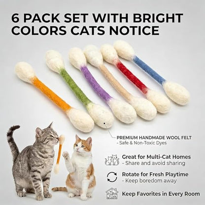 Cotton Swabs Cat with Catnip, Swabs Catnip Toys Set of 6 Soft Plush Kicker Toys, Sturdy Teething Chew Toy(Beige) - color: Beige
