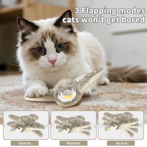 Cat Toys, Flapping Bird Cat Toy(No Flying), Interactive Catnip Toy with Catnip Bags, Chirping Noise Enrichment Moving Wings Dog Cat Kitten Toys, Flappy Flying Pets Toy for Indoor(Oriole) (A3) - color: A3