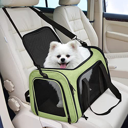 Henkelion Pet Carrier for Small Medium Cats Dogs Puppies up to 15 Lbs, Airline Approved Small Dog Carrier Soft Sided, Collapsible Travel Puppy Carrier - Green - color: Green, size: 17.0"L x 11.0"W x 11.0"H