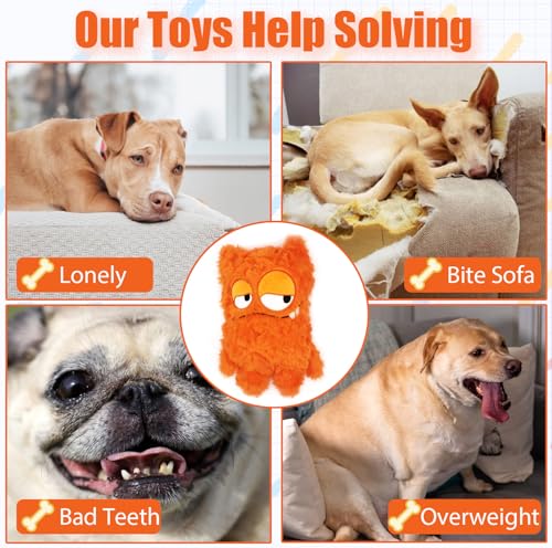 Squeaky Dog Toy, Plush Stuffed Dog Toy Keep Them Busy Tug of War Dog Chew Toy for Small Medium Large Dogs (Orange) - color: Orange