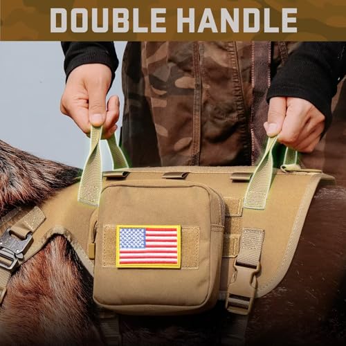 Dog Harness Medium Sized,Tactical Dog Harness with Handle,No Pull Military Style Service Dog Vest with Pockets Adjustable for Medium Large Dogs,Brown,Chest 22-35" - color: Brown, size: M:Chest 22-35",Fit 30-80lbs