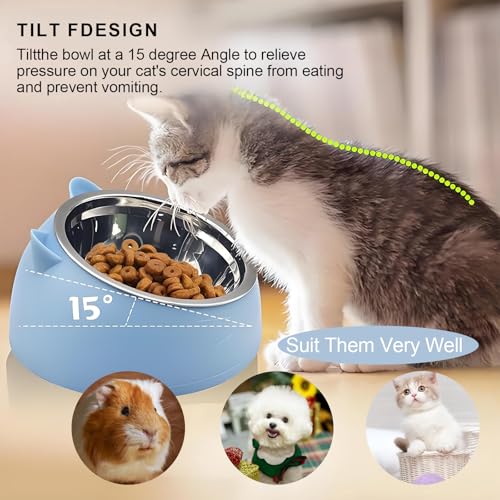 Stainless Steel Cat Food Bowl with Non-Slip Base, Easy to Clean Pet Feeding Dish, Food-Grade Pet Bowl for Cats and Small Pets - color: Blue, size: 200ML