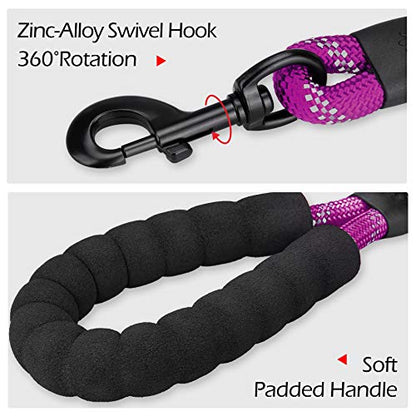 PoyPet Dog Harness and Leash Combo, Escape Proof No Pull Vest Harness, with 5 Feet Leash, Reflective Adjustable Soft Padded Pet Harness with Handle for Small to Large Dogs(Purple,M) - color: Purple, size: Medium
