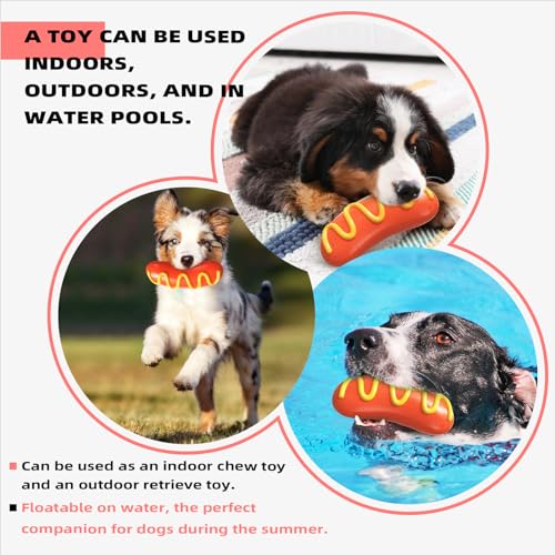 TLKNG Large Size Hotdog Squeaky Dog Toy for Medium/Large Dogs Breed Aggressive Chewers Durable Bouncy Squeak Toys