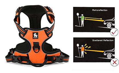 JUXZH Truelove No Pull Dog Harness with Easy Control Handle and 2 Leash Attachments,Reflective Adjustable Pet Vest - color: Orange, size: X-small (Pack of 1)