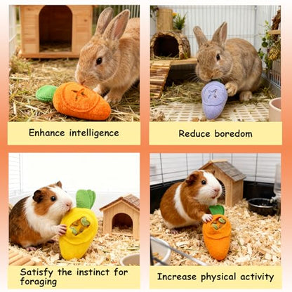 Hamiledyi Guinea Pig Toys Rabbit Foraging Enrichment Toy Slow Feeder Food Hide Puzzle Toys Boredom Relief and Foraging Fun (3 Pieces) - size: 3 Pieces