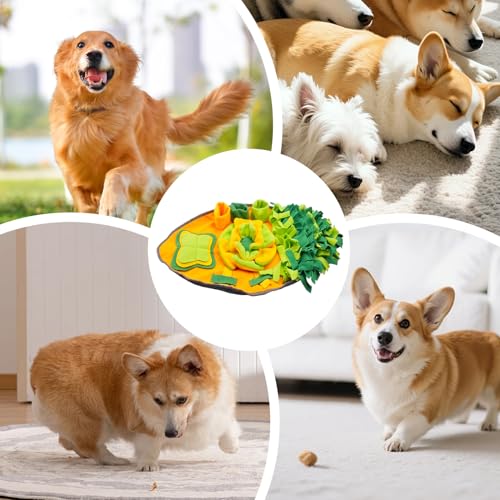Dog Snuffle Mat - Adjustable Pet Treat Dispenser Toy, 1 Unit Foraging Pad for Enrichment, Scent Training Rug with Fabric Grass, Playware, Sniffing Blanket for Small, Medium and Large Breed Dog