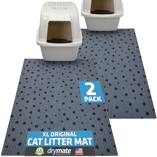 Drymate Cat Litter Box Mat, Litter Trapping Mat, Waterproof, Urine-Proof, Absorbent, Machine Washable, Soft on Paws, Contains Mess, Protects Floors, Kitten Supplies, Dark Grey, 28x36 XL, 2-Pack - color: Dark Grey, size: 28x36 Inch (Pack of 2)
