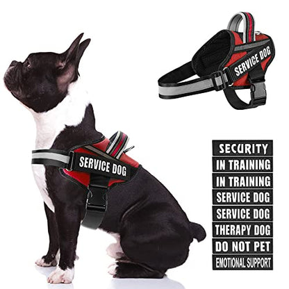 Dog Vest Harness and Patches Set, Animire in Training Service Dog Harness with 10 Dog Patches, Reflective Dog Vest with Handle for Small, Medium, Large, and Extra-Large Dogs - color: Red, size: MEDIUM (Chest: 21-28 Inch)