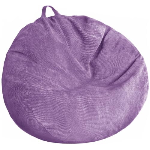 Stuffed Animal Storage Bean Bag Chair Cover - Washable Ultra Soft Corduroy Cover for Organizing Plush Toys or Textile, Sack Bean Bag for Adults, Teens - color: Lavender, size: L for Adults
