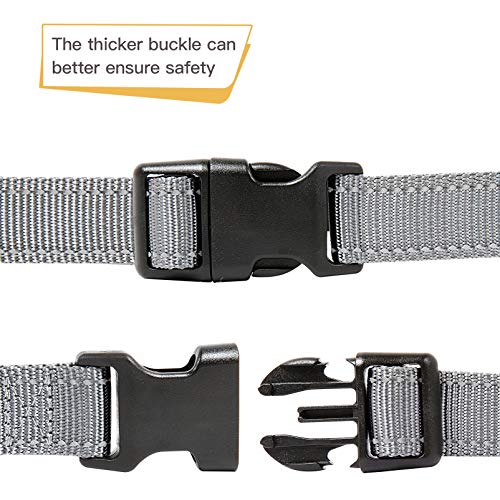 HEELE Dog Collar, Reflective Dog Collar, Soft Neoprene Padded Breathable Nylon Pet Collar Adjustable for Small Dogs, Gray, S(10.23-14.96") - color: Gray, size: Small (10.23-14.96")