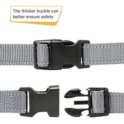 HEELE Dog Collar, Reflective Dog Collar, Soft Neoprene Padded Breathable Nylon Pet Collar Adjustable for Small Dogs, Gray, S(10.23-14.96") - color: Gray, size: Small (10.23-14.96")
