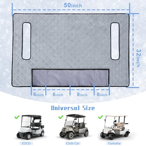 Golf Cart Seat Covers with 4 Front Pockets, Thick Seat Towel Blanket with Non-Slip Backing, Fits EZGO, Club Car, Yamaha and More 2 & 4 Passenger Golf Carts, Gray - color: Gray
