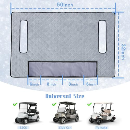 Golf Cart Seat Covers with 4 Front Pockets, Thick Seat Towel Blanket with Non-Slip Backing, Fits EZGO, Club Car, Yamaha and More 2 & 4 Passenger Golf Carts, Gray - color: Gray