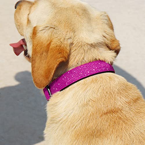 TDTOK Glittering Basic Dog Collar, Comfy & Durable Dog Collar for Small Medium Large Dogs with Eco-Friendly Plastic Buckle, Adjustable Stylish Nylon Dog Collars, Fit Necks: 9.8-22.4’’ (S, Rosy) - color: Rosy, size: S