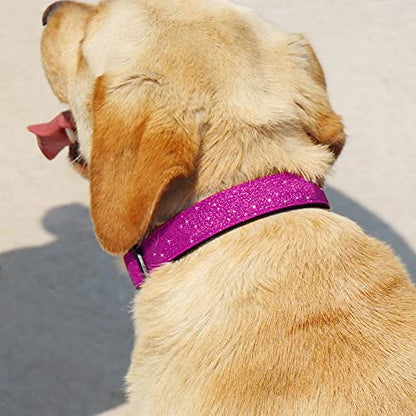 TDTOK Glittering Basic Dog Collar, Comfy & Durable Dog Collar for Small Medium Large Dogs with Eco-Friendly Plastic Buckle, Adjustable Stylish Nylon Dog Collars, Fit Necks: 9.8-22.4’’ (M, Rosy) - color: Rosy, size: M
