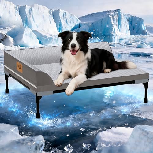 Elevated Cooling Dog Bed, Orthopedic Pet Bed for Large Dogs, Removable Washable Cover, Indoor & Outdoor Raised Pet Bed with Breathable Mesh, Size: 42"*30"*7" - size: Large