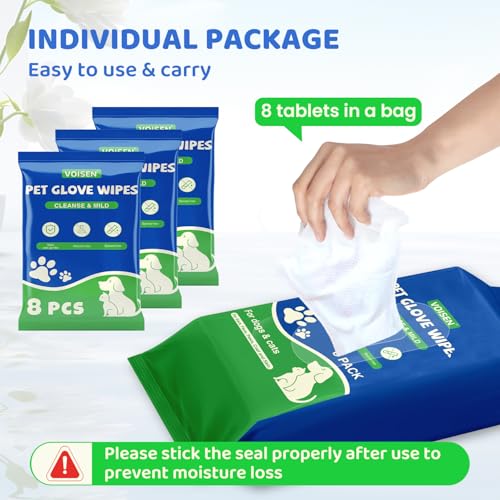VOISEN Pet Glove Wipes for Dogs,24 Pcs Pet Cleaning Gloves,Dog Wipes Cleaning Deodorizing,Unscented Thick Pet Wipes for Nourish Fur Daily Care and Travel - size: 24 Pack