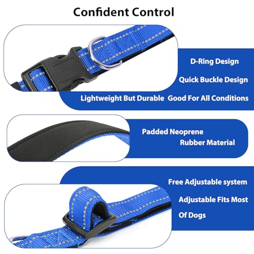 Reflective Dog Collar Padded with Soft Neoprene Breathable Quick Release Basic Dog Collars for Puppy Small Dogs Boy Girl Blue - color: Blue, size: XS:width 5/8"neck 8-10.5"