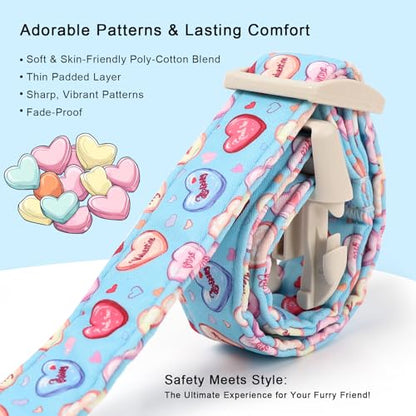 Valentines Dog Collar for Small Dogs - Valentine Candy Hearts Dog Collars, Love Boy Girl Dogs Collars, Lightweight Adjustable Cute Blue Puppy Collar with Quick-Release Buckle XS - color: Candy Heart, size: XS