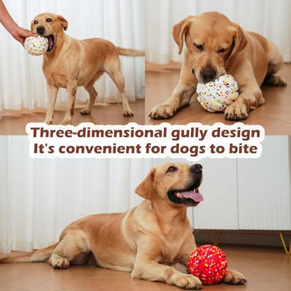 Dog Ball Squeak Toys (Bell Ball 5.12in White B) - color: Bell ball 5.12in White B
