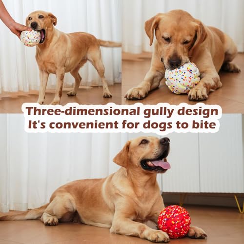 Dog Ball Squeak Toys (Bell Ball 5.12in Red) - color: Bell ball 5.12in Red