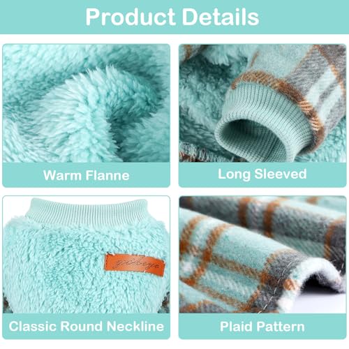 Dog Sweater for Small Dogs Girl Boy Winter Dog Sweater Dress, Puppy Clothes Pet Clothes Shih Tzu Wedding Birthday Plaid Dresses Holiday Festival Outfits, Turquoise, XXS - color: Turquoise, size: XX-Small (Chest 11in )