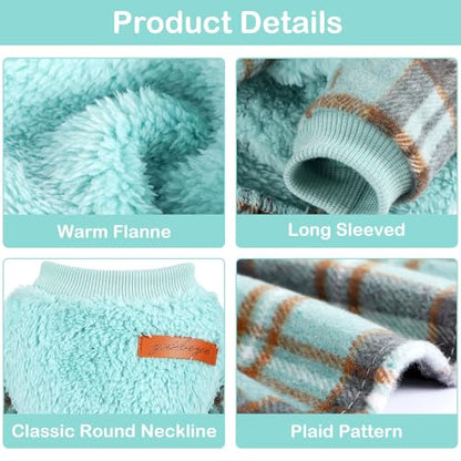 Dog Sweater for Small Dogs Girl Boy Winter Dog Sweater Dress, Puppy Clothes Pet Clothes Shih Tzu Wedding Birthday Plaid Dresses Holiday Festival Outfits, Turquoise, XXS - color: Turquoise, size: XX-Small (Chest 11in )