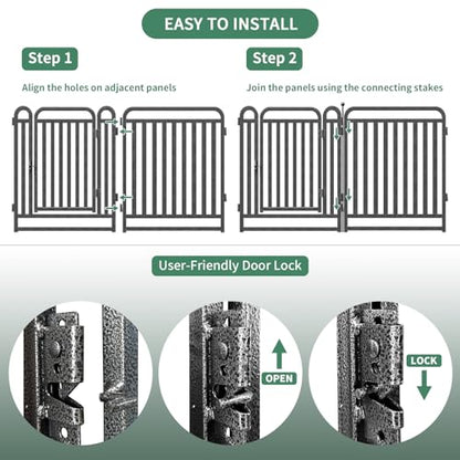 32 Inch Dog Playpen Outdoor, 8 Panels Puppy Playpen Heavy Duty Dog Play Pen Indoors, Rust Resistant Dog Pen for Large/Medium/Small Dogs, Dog Fence for RV Camping - style: 32" H
