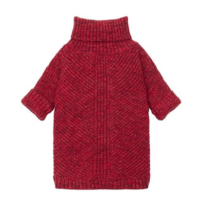 Fitwarm Knitted Turtleneck Dog Sweater, Thermal Dog Winter Clothes for Small Dogs Boy Girl, Holiday Pet Outfit, Heather Dark Red, Small - color: Burgundy Red, size: Small