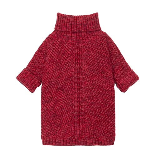 Fitwarm Knitted Turtleneck Dog Sweater, Thermal Dog Winter Clothes for Small Dogs Boy Girl, Holiday Pet Outfit, Heather Dark Red, Small - color: Burgundy Red, size: Small