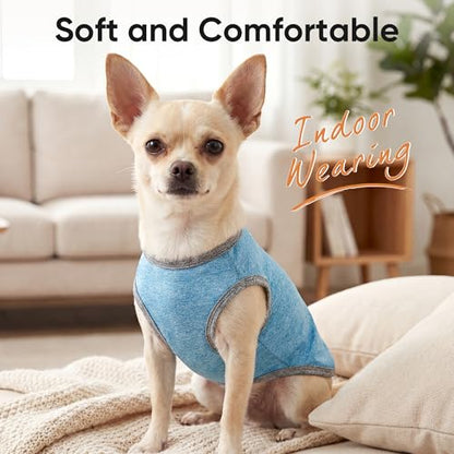 3 Pack Lightweight Sun Protection Dog Shirt Breathable Sleeveless Dog T Shirts Extra Soft Top Tank Dog Clothes for Outdoor Activities (Leather Pink + Light Blue + Light Pink, Small)