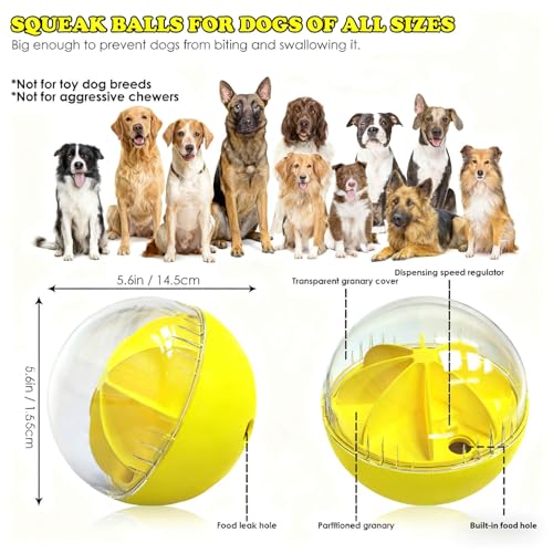 5.6 inch Dog Treat Ball, Puzzles, Herding Ball for All Dog Breeds, Interactive Dogs Toy & Treat Dispenser, Keep Them Busy, Enrichment, Reduces Boredom, Stress & Hyperactivity
