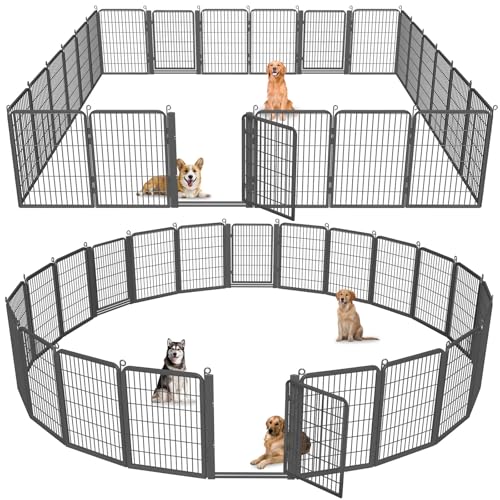Low Threshold Dog Playpens Fence Indoor, 40 inch 24 Panels Heavy Duty Metal Outdoor Pet Playpen for Large/Medium/Small Dogs, Tall Dog Play Exercise Pens Outside - color: 24 Panels-40 Inch