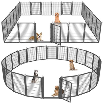 Low Threshold Dog Playpens Fence Indoor, 40 inch 24 Panels Heavy Duty Metal Outdoor Pet Playpen for Large/Medium/Small Dogs, Tall Dog Play Exercise Pens Outside - color: 24 Panels-40 Inch