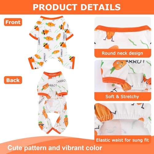 Dog Pajamas Pjs Spring Summer Dog Clothes for Small Dogs Girl - Boy - Small Size Dogs, Soft Stretchy Puppy Clothes Doggie Onesies Cat Pet Jammies Outfit (Carrot, Medium) - color: Carrot, size: Medium(6-9lb )