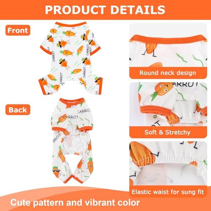 Dog Pajamas Pjs Spring Summer Dog Clothes for Small Dogs Girl - Boy - Small Size Dogs, Soft Stretchy Puppy Clothes Doggie Onesies Cat Pet Jammies Outfit (Carrot, Medium) - color: Carrot, size: Medium(6-9lb )