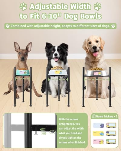 Single Raised Dog Bowl Stand, Elevated Dog Food Bowl Holder, Adjustable Width 6-10”, 4 Heights Dogs Feeder for Puppy, Medium,Large(Paws, Stand Only) - color: 3feet-dog paws