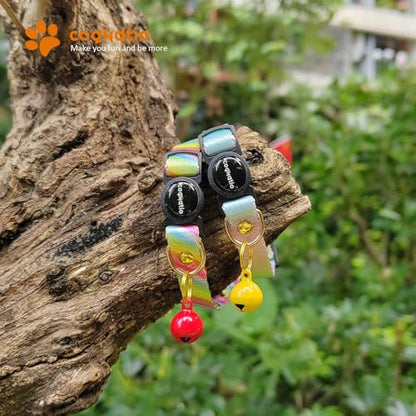 2 Pack Breakaway cat Collars with Bell,Safety Quick Release Pendant Cute Kitten Collar,Adjustable 20-30cm (Rainbow01, 20-30cm) - color: Rainbow01