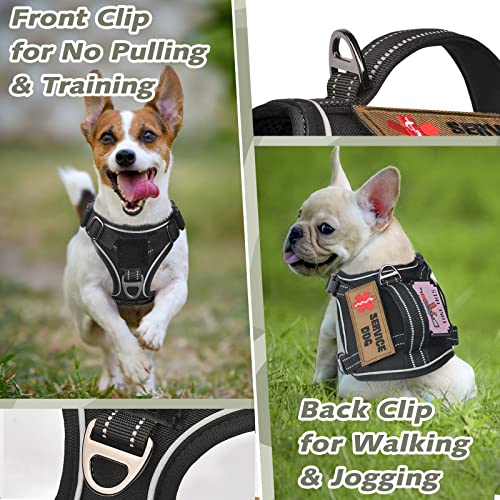 Tactical XS Dog Harness, Military Service Dog Vest with Vertical Handle, No Pull Outdoor Training Small Puppy Vest Chihuahua Harness (Black, XS) - color: Black
